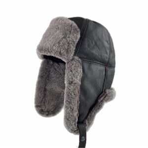 Real Sheepskin Leather Trapper Hat | Leather Aviator | Russian Ushanka